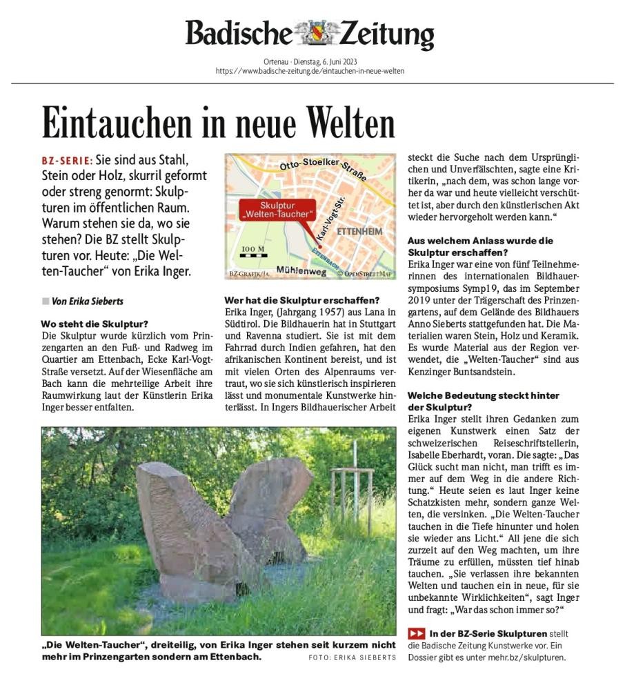 Bericht der Badischen Zeitung zur Skulptur